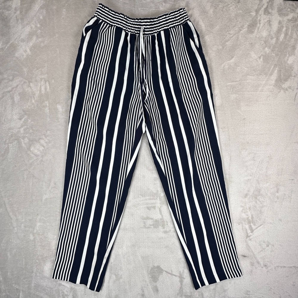 NYCC Pants Womens Size M Multicolor Striped High Rise Tapered Leg Elastic Waist